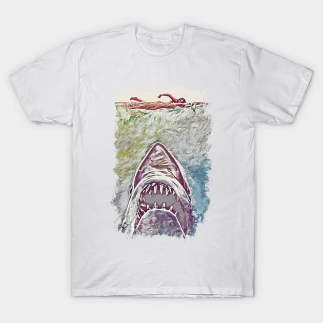 Jaws Abstract Alternate Fan Art Poster T-Shirt by Naumovski